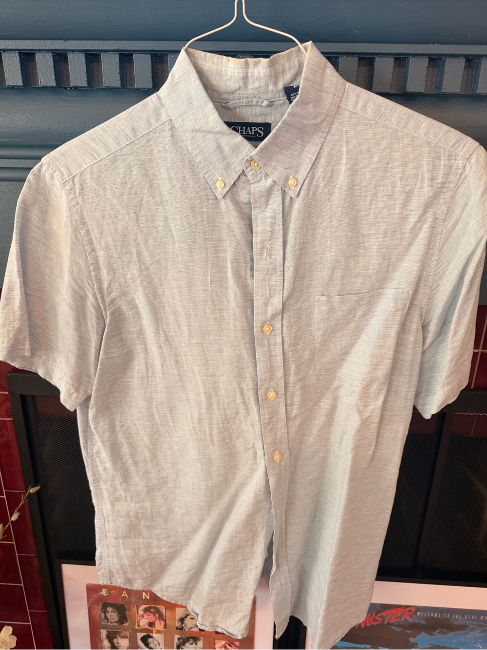 Chaps Men’s Light Gray Short Sleeve Button-Down Shirt